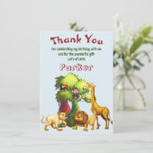 Kinderen Gepersonaliseerd Oerwoud Birthday Harteli Bedankkaart (Staand voorkant)