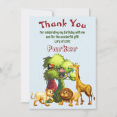 Kinderen Gepersonaliseerd Oerwoud Birthday Harteli Bedankkaart (Voorkant)