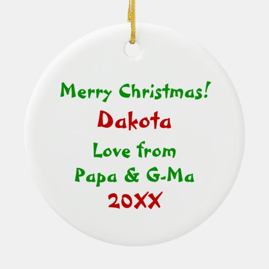 Kinderen gepersonaliseerd voor grootouders keramisch ornament (Achterkant)