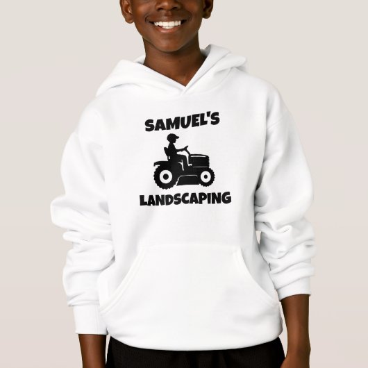 Kinderen gepersonaliseerde grasmaaier hoodie (Voorkant)