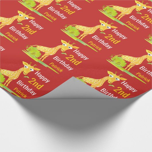 Kinderen Gepersonaliseerde Kinder Giraffe Watercol Cadeaupapier (Hoek)