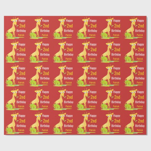 Kinderen Gepersonaliseerde Kinder Giraffe Watercol Cadeaupapier (Vlak)