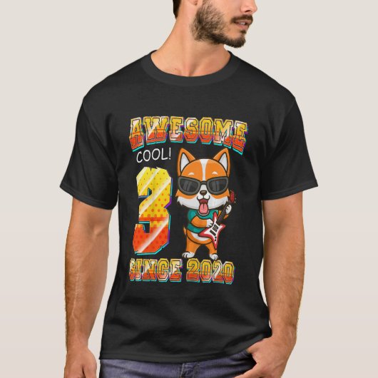 Kinderen Geweldige sinds 2020 Corgi die gitaar 3rd T-shirt (Voorkant)