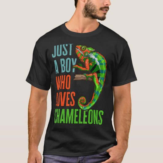 Kinderen gewoon een jongen die van Chameleons Rept T-shirt (Voorkant)