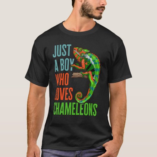 Kinderen gewoon een jongen die van Chameleons Rept T-shirt (Voorkant)