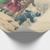 Kinderen Gezin Antiek Victoriaans Kind Cadeaupapier (Hoek)