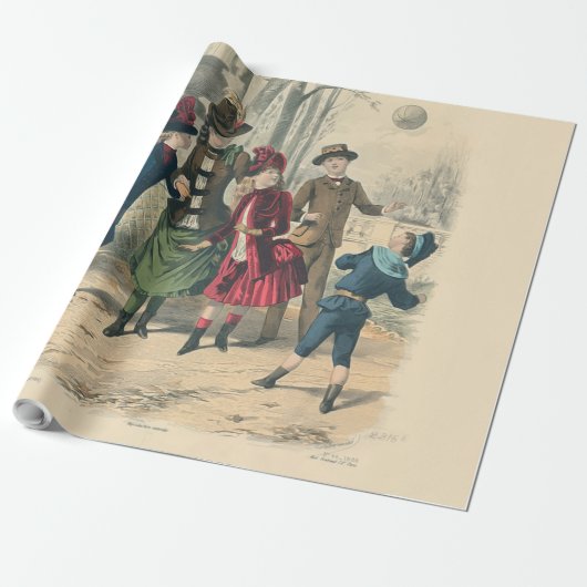 Kinderen Gezin Antiek Victoriaans Kind Cadeaupapier (Uitgerold)