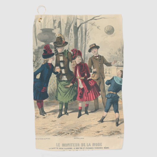 Kinderen Gezin Antiek Victoriaans Kind Golfhanddoek (Voorkant)