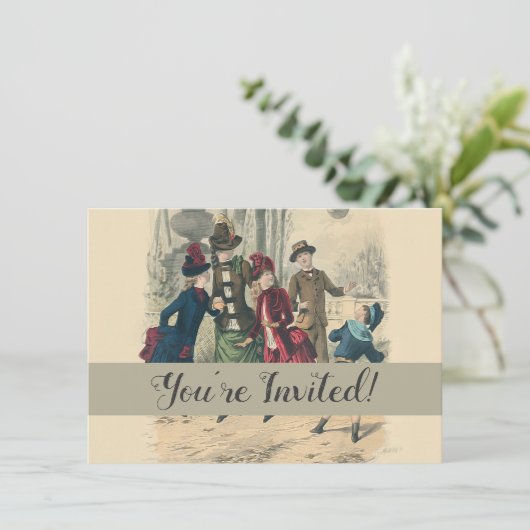 Kinderen Gezin Antiek Victoriaans Kind Kaart (Staand voorkant)