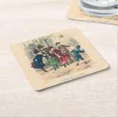 Kinderen Gezin Antiek Victoriaans Kind Kartonnen Onderzetters (Schuin)