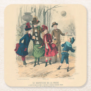 Kinderen Gezin Antiek Victoriaans Kind Kartonnen Onderzetters