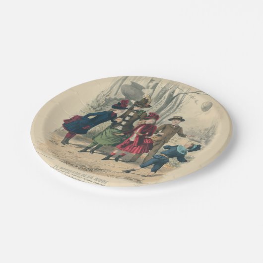 Kinderen Gezin Antiek Victoriaans Kind Papieren Bordje (Gekanteld)