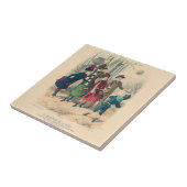 Kinderen Gezin Antiek Victoriaans Kind Tegeltje (Zijkant)