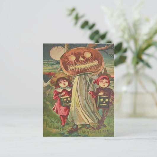 Kinderen Ghost Jack O' Lantaarn Pompoen Briefkaart (Staand voorkant)