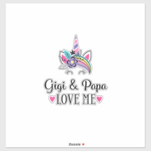 Kinderen Gigi en Papa Love Me Unicorn T-shirt Sticker