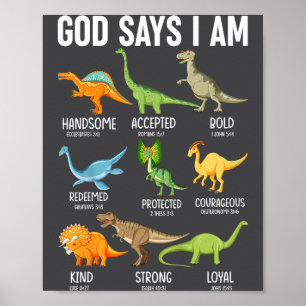 Kinderen God Zegt Ik Ben Dinosaur Grappige Dino Jo Poster