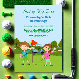 Kinderen Golf Putt Putt Verjaardagsuitnodiging Kaart