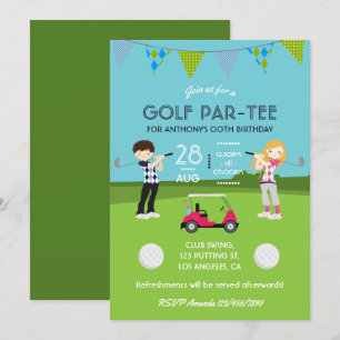 Kinderen Golf Thema Verjaardagsfeest Aangepast Kaart