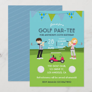 Kinderen Golf Thema Verjaardagsfeest Uitnodiging