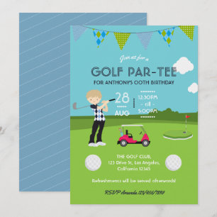Kinderen Golf Thema Verjaardagsfeest Uitnodiging