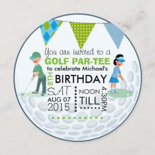 Kinderen Golf Thema Verjaardagsfeestje Foto Kaart