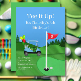Kinderen Golfkarretje Op De Baan Verjaardag Kaart