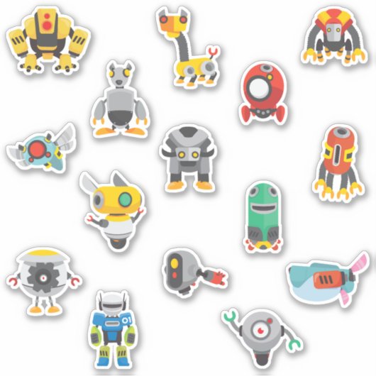 Kinderen Goofy Cartoon Robots Sticker (Voorkant)