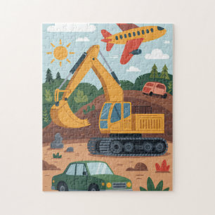 Kinderen Graaftrucks Vliegtuig Kunstpuzzel  Legpuzzel