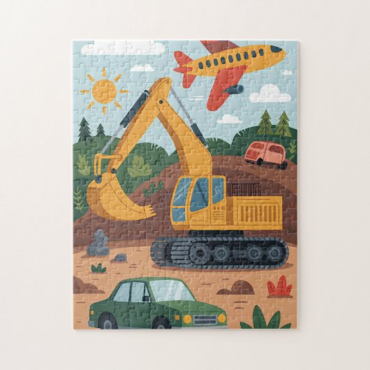 Kinderen Graaftrucks Vliegtuig Kunstpuzzel  Legpuzzel (Verticaal)