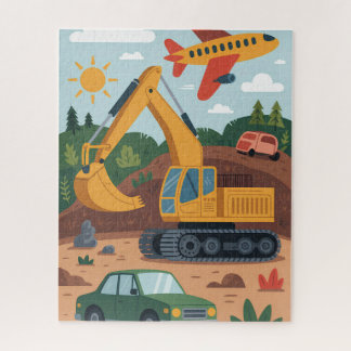 Kinderen Graaftrucks Vliegtuig Kunstpuzzel  Legpuzzel