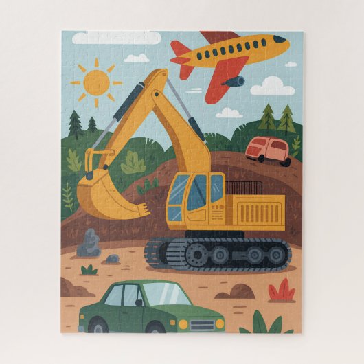Kinderen Graaftrucks Vliegtuig Kunstpuzzel  Legpuzzel (Verticaal)