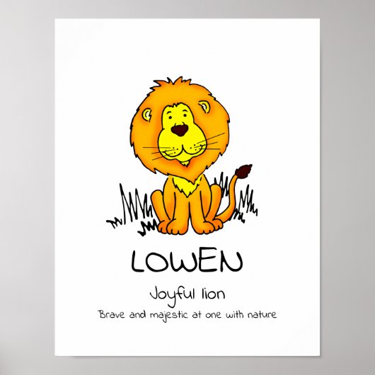 Kinderen grafische leeuw naam betekenis Lowen post Poster (Voorkant)