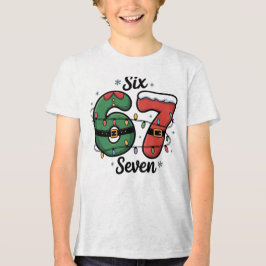 Kinderen Grappig 67 Kerstverlichting Vakantie Tri-Blend Shirt
