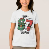Kinderen Grappig 67 Kerstverlichting Vakantie Tri-Blend Shirt (Voorkant)