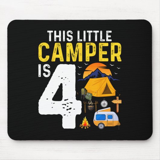 Kinderen Grappige 4e Camping Verjaardag Kampeerder Muismat (Voorkant)