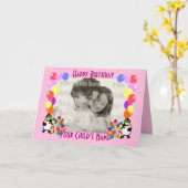 Kinderen grappige cartoons en ballonnen kaart (Gele Bloem)