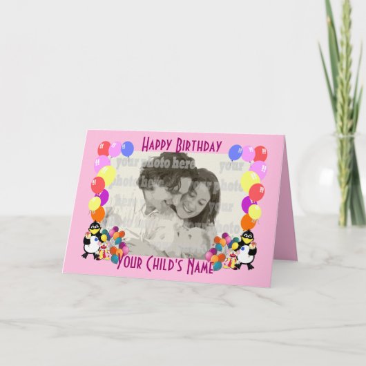 Kinderen grappige cartoons en ballonnen kaart (Voorkant)