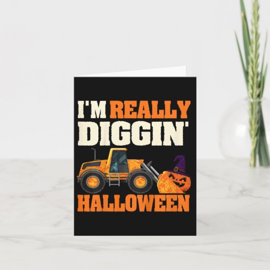 Kinderen graven Halloween pompoen vrachtwagen Kind Kaart (Voorkant)