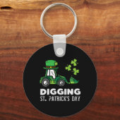 Kinderen graven St. Patricks Day-vrachtwagen Bulld Sleutelhanger (Voorkant)