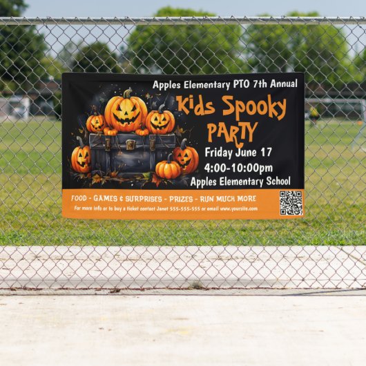Kinderen griezelig Halloween-feest Fondsenwerving Spandoek (Insitu)