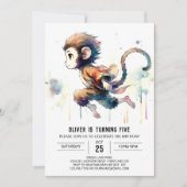 Kinderen grillige aap verjaardag kaart (Voorkant)