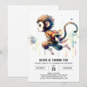 Kinderen grillige aap verjaardag kaart (Voorkant / Achterkant)