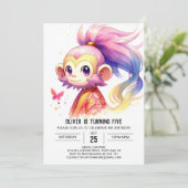 Kinderen grillige aap verjaardag kaart (Staand voorkant)