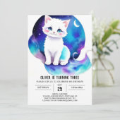 Kinderen grillige kitten verjaardag kaart (Staand voorkant)