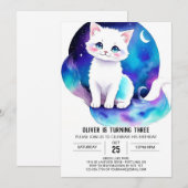 Kinderen grillige kitten verjaardag kaart (Voorkant / Achterkant)