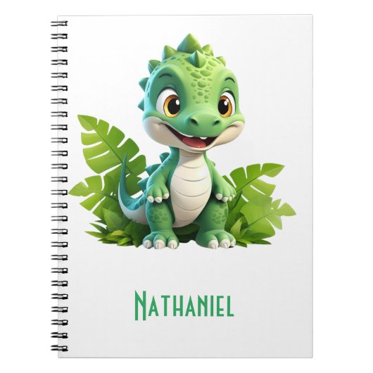 Kinderen groene dino-avonturennotitieboek notitieboek (Voorkant)