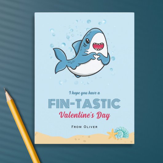 Kinderen Haai Valentijnsdag kaart
