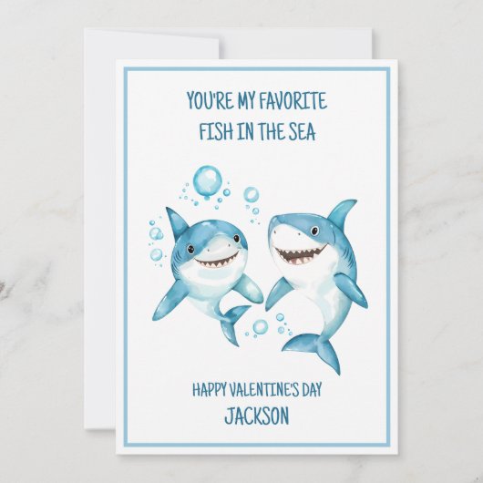 Kinderen Haaienschool Klaslokaal Gelukkig Valentij Feestdagenkaart (Voorkant)