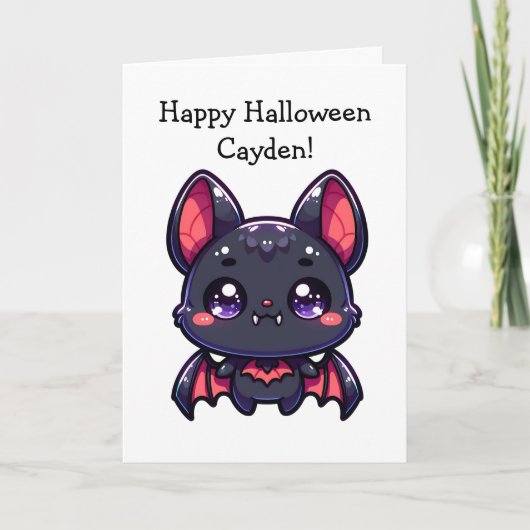 Kinderen Halloween Bat en Kleurplaat Kaart (Voorkant)