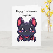 Kinderen Halloween Bat en Kleurplaat Kaart (Gele Bloem)